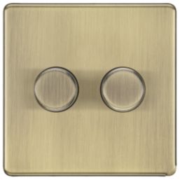 LAP  2-Gang 2-Way LED Dimmer Switch  Antique Brass with Colour-Matched Inserts