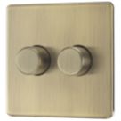 LAP  2-Gang 2-Way LED Dimmer Switch  Antique Brass with Colour-Matched Inserts