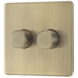LAP  2-Gang 2-Way LED Dimmer Switch  Antique Brass with Colour-Matched Inserts