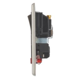 Contactum Iconic 13A 1-Gang DP Switched Socket Outlet Brushed Steel with Neon with Black Inserts