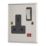 Contactum Iconic 13A 1-Gang DP Switched Socket Outlet Brushed Steel with Neon with Black Inserts