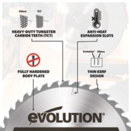 Evolution FW185TCT-40 Wood Circular Saw Blade 185mm x 25.4mm 40T