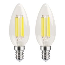 LAP  E14 Candle LED Light Bulb Clear 470lm 2.2W 2 Pack