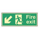 Essentials  Photoluminescent "Fire Exit Man Down Left Arrow" Sign 150mm x 400mm