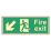 Essentials  Photoluminescent "Fire Exit Man Down Left Arrow" Sign 150mm x 400mm