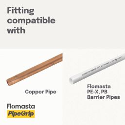 Flomasta Push-Fit Pipe Fitting Tee 15mm x 15mm x 3/4"