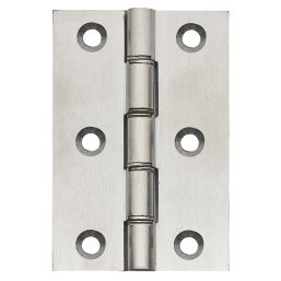 Satin Chrome  Double Phosphor Bronze Washered Butt Hinges 76mm x 51mm 2 Pack