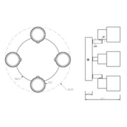Knightsbridge  Round 4-Light Quad GU10 Ceiling Spotlight Antique Brass