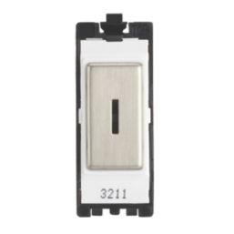 Contactum G2814KSBSW 20AX Grid DP Key Switch Brushed Steel  with White Inserts