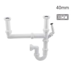Flomasta Double Sink Waste Kit Gloss White 40mm