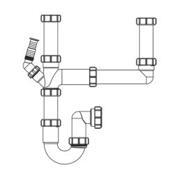 Flomasta Double Sink Waste Kit Gloss White 40mm