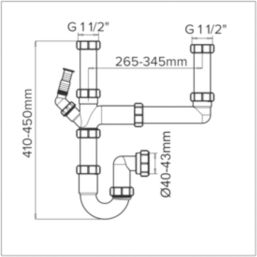 Flomasta Double Sink Waste Kit Gloss White 40mm