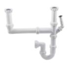 Flomasta Double Sink Waste Kit Gloss White 40mm
