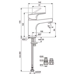 Ideal Standard Cerabase Chrome 170mm Standard Lever Mono Basin Mixer Tap