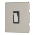 Contactum Lyric 20A 1-Gang DP Control Switch Brushed Steel  with Black Inserts