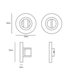 Eclipse  Fire Rated Standard WC Thumbturn Set Satin Stainless Steel 52mm