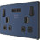British General Evolve 13A 2-Gang SP Switched Socket + 3.1A 15.5W 2-Outlet Type A USB Charger Blue with Black Inserts