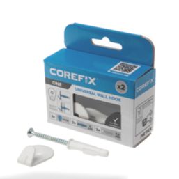 Corefix One Medium Duty Universal Wall Hooks White 2 Pack