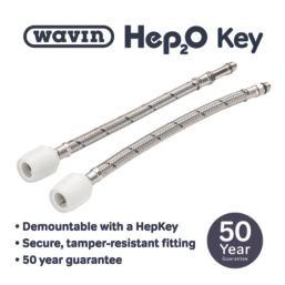 Hep2O Push-Fit Flexible Monobloc Tap Connectors 15mm x M12 x 300mm 2 Pack