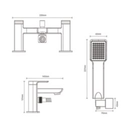 Aqualisa Downtown Chrome 121mm Deck Mounted Dual Control Manual Shower Mixer Tap