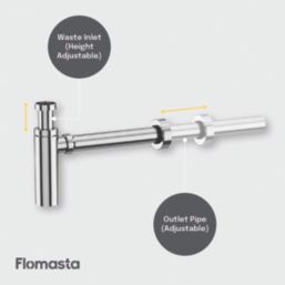Flomasta  Telescopic Bottle Trap Chrome 32mm