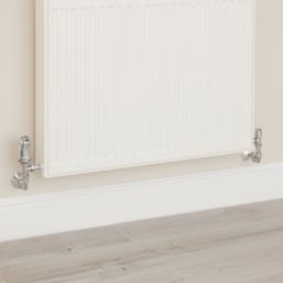 Flomasta  1/2" x 15mm Chrome Angled & L/S Modern Thermostatic Radiator Valve & Lockshield