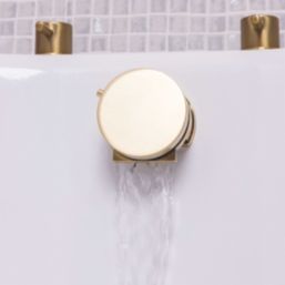 ETAL Freeflow Brushed Brass Round Head Bath Overflow Filler Tap  With Pop-Up Waste