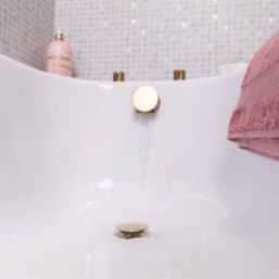 ETAL Freeflow Brushed Brass Round Head Bath Overflow Filler Tap  With Pop-Up Waste