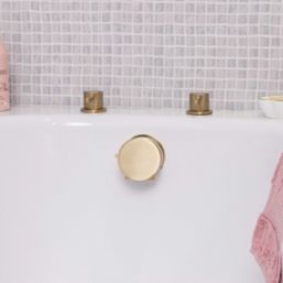 ETAL Freeflow Brushed Brass Round Head Bath Overflow Filler Tap  With Pop-Up Waste
