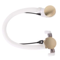 ETAL Freeflow Brushed Brass Round Head Bath Overflow Filler Tap  With Pop-Up Waste