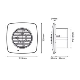 Xpelair DX150HTS 150mm (6") Axial Bathroom or Kitchen Extractor Fan with Humidistat & Timer White 220-240V