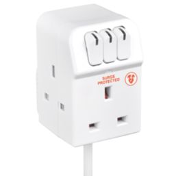 Masterplug 13A 3-Gang Switched Surge-Protected Extension Lead White 2m