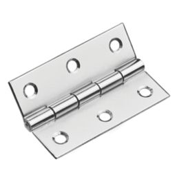 Smith & Locke Polished Chrome  Fixed Pin Butt Hinges  75mm x 50mm 2 Pack