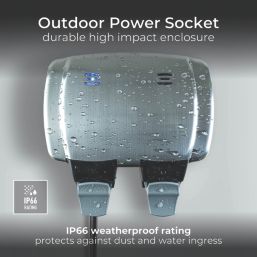 British General  IP66 13A 2-Gang SP Weatherproof Outdoor Switched Socket