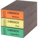 Bosch Expert Superfine/Fine/Medium Grit Multi-Material Hand Sanding Sponges 97mm x 67mm 3 Pack