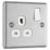 LAP  13A 1-Gang SP Switched Plug Socket Brushed Stainless Steel  with White Inserts