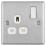 LAP  13A 1-Gang SP Switched Plug Socket Brushed Stainless Steel  with White Inserts