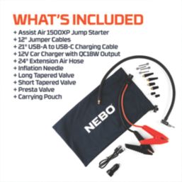 Nebo Assist Air 1500XP 1500A Li-Ion Jump Starter + Type A & C USB Charger