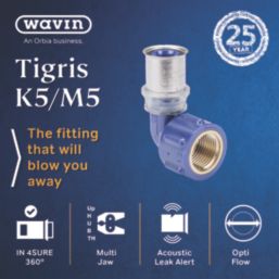 Wavin Tigris  Multi-Layer Composite Press-Fit Adapting 90° BSP Female Elbow 0.5" x 20mm 10 Pack