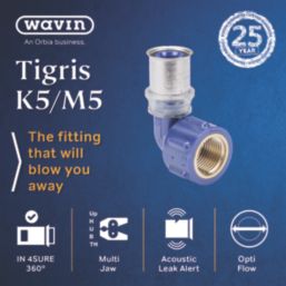 Wavin Tigris  Multi-Layer Composite Press-Fit Adapting 90° BSP Female Elbows 0.5" x 20mm 10 Pack