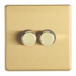 Contactum Lyric 2-Gang 2-Way LED Dimmer Switch  Brushed Brass