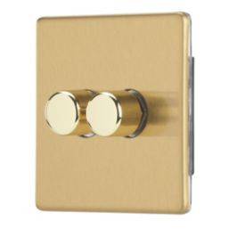 Contactum Lyric 2-Gang 2-Way LED Dimmer Switch  Brushed Brass