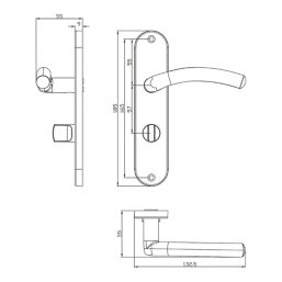 Cooke & Lewis Bourne Fire Rated WC Lever on Backplate Handle Pair Polished Chrome