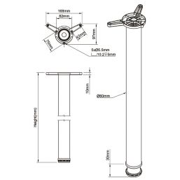 Hafele Table Leg Polished Chrome-Plated 870mm