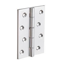Satin Chrome  Double Phosphor Bronze Washered Butt Hinges 101mm x 67mm 2 Pack