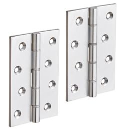 Satin Chrome  Double Phosphor Bronze Washered Butt Hinges 101mm x 67mm 2 Pack