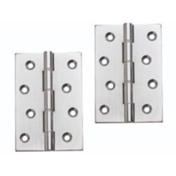 Satin Chrome  Double Phosphor Bronze Washered Butt Hinges 101mm x 67mm 2 Pack