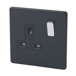 Varilight  13AX 1-Gang DP Switched Plug Socket Jet Black  with Black Inserts