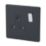 Varilight  13AX 1-Gang DP Switched Plug Socket Jet Black  with Black Inserts