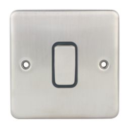 Hager Sollysta WRPS16BSB 10A 1-Gang Intermediate Switch Brushed Steel with Black Inserts